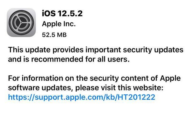 西安苹果手机维修分享iOS12.5.2发布，建议所有老苹果用户安装 